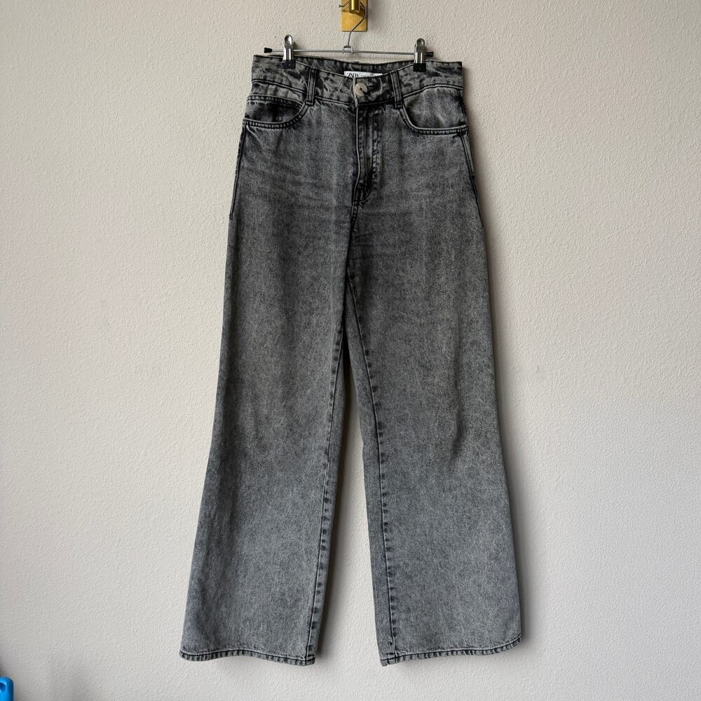 Zara Gray High Rise Wide Leg Jeans Size 6